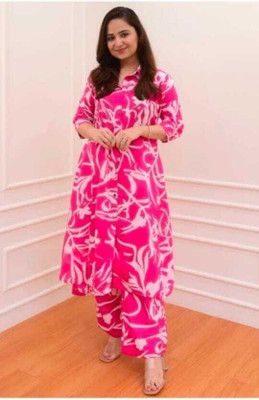 INAYA Women Printed A-line Kurta(Pink)