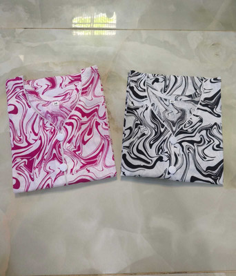 FERIHA Women Printed Straight Kurta(Pink, Black)