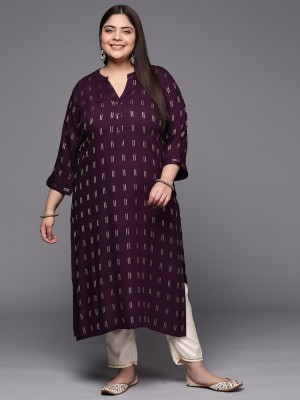 EXTRA LOVE BY LIBAS Women Woven Design Straight Kurta(Purple)