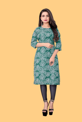 Tulsii Fab Women Printed Anarkali Kurta(Green)