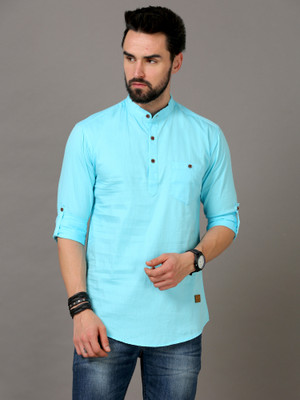 tallwalker Men Solid Straight Kurta(Blue)