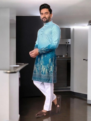 click n buy Men Embroidered Ethnic Dress Kurta(Blue)