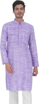Aaryavar Men Self Design Straight Kurta(Purple)