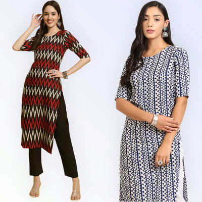 HouseOfCommon Women Printed Straight Kurta(Multicolor)