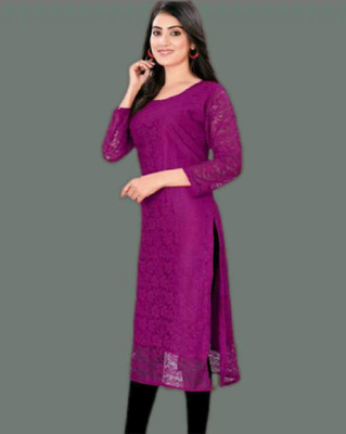 PRAVISHRI TRENDS Women Solid A-line Kurta(Purple)
