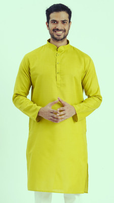 JODIDAR Men Solid Straight Kurta(Green)