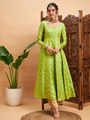 Shae by SASSAFRAS Women Printed Flared Kurta(Green)