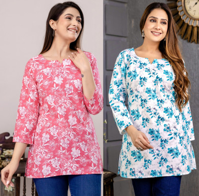 WULAMIA Women Floral Print A-line Kurta(Multicolor)