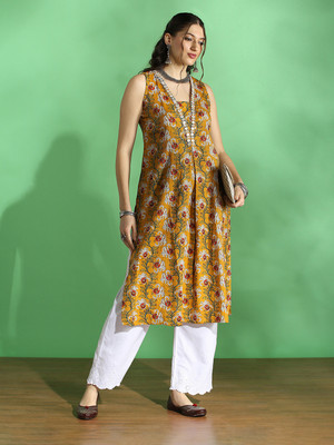 Globus Women Printed A-line Kurta(Multicolor)