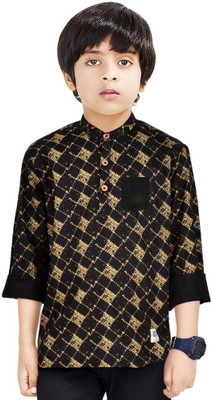MADE IN THE SHADE Boys Printed Straight Kurta(Black)