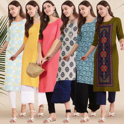 1 Stop Fashion Women Printed A-line Kurta(Multicolor)