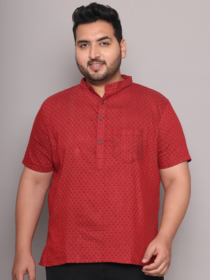 ED PLUS Men Solid Straight Kurta(Red)