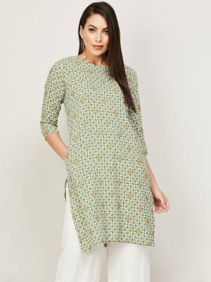 Melange by Lifestyle Women Printed Asymmetric Kurta(Green)