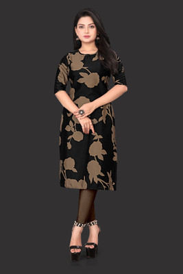 Tashvi Creation Women Printed A-line Kurta(Black)