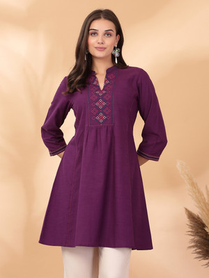 Nayam By Lakshita Women Printed A-line Kurta(Purple)