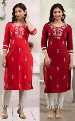 SISTO Women Chikan Embroidery A-line Kurta(Multicolor)