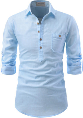 Amrit Trending Men Solid Ethnic Dress Kurta(Blue)