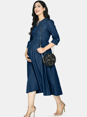 CELEBRAVO Women Solid Flared Kurta(Blue)