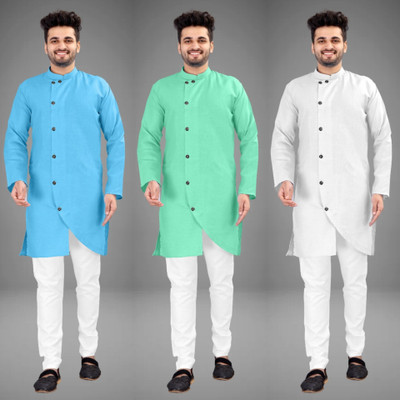 DIAMOND CLUSTER Men Self Design Trail Cut Kurta(Multicolor)