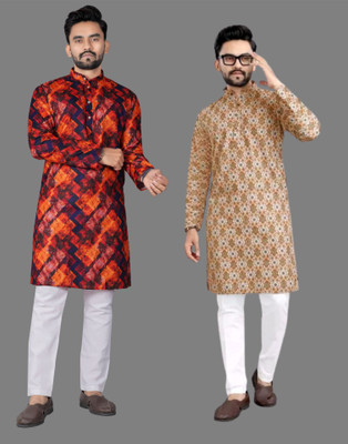 DHASU TRENDZ Men Printed Straight Kurta(Multicolor)