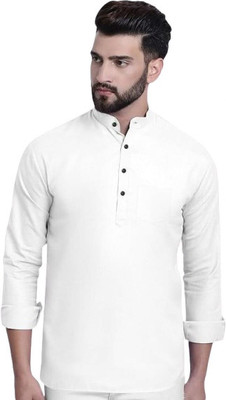 SuperTrend Men Embroidered Straight Kurta(White)