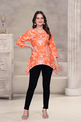 BLUMAIRE Casual Printed Women Orange Top