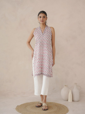 Goodhand Women Printed Straight Kurta(White)