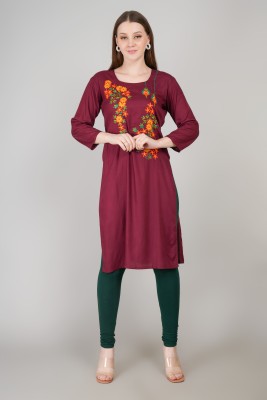 Mamta Jr Fashion Women Embroidered Straight Kurta(Maroon)