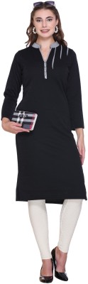 Rosary Women Solid A-line Kurta(Black)