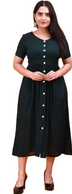 Safoora Creation Women Solid A-line Kurta(Green)