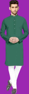 Soonu Hub Men Solid Straight Kurta(Green)