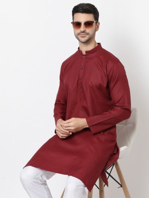 UNIQLOOT Men Solid Straight Kurta(Maroon)