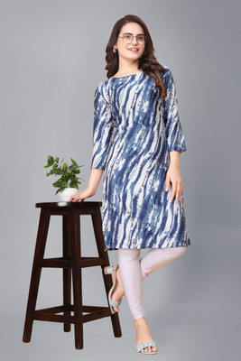 Shiv Women Abstract A-line Kurta(Blue)