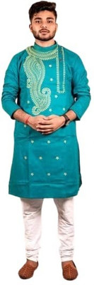 das saree Men Embroidered Straight Kurta(Blue)