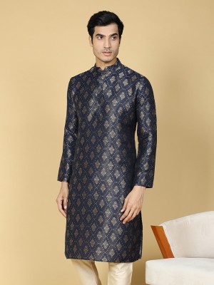 Namaskar Men Self Design A-line Kurta(Dark Blue)