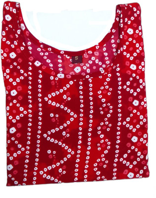 RD Collection Women Printed Straight Kurta(White, Red)