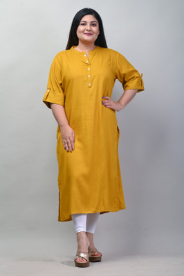 Swasti Women Solid Straight Kurta(Yellow)