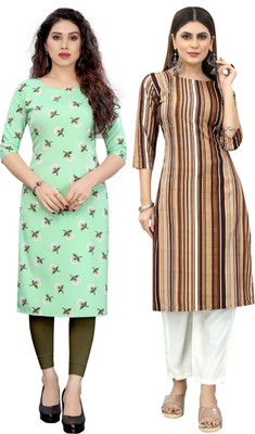 HouseOfCommon Women Printed Straight Kurta(Multicolor)