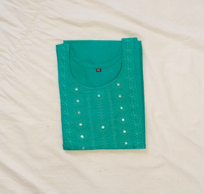 YAPRI Women Embroidered A-line Kurta(Dark Blue)