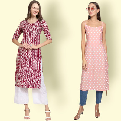 HouseOfCommon Women Printed Straight Kurta(Multicolor)