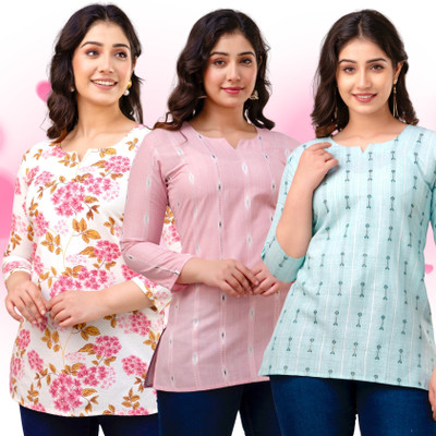 VROEGER Women Printed Straight Kurta(Multicolor)