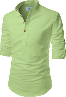 Edinwolf Men Solid A-line Kurta(Light Green)