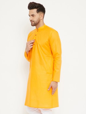 VM Men Solid A-line Kurta(Orange)