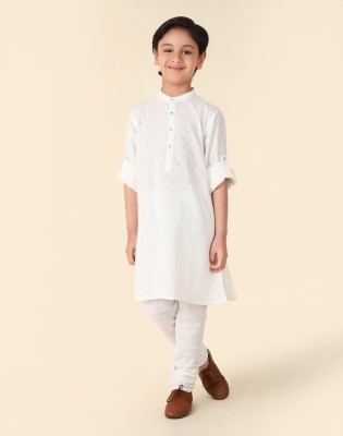 Fabindia Boys Printed Straight Kurta(White)