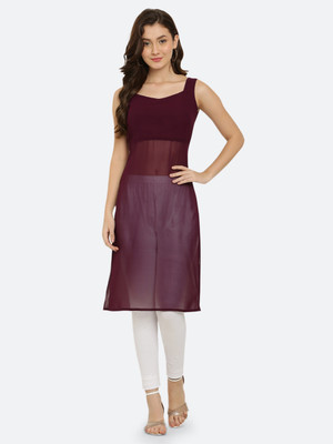 VESICLE Women Solid Straight Kurta(Purple)