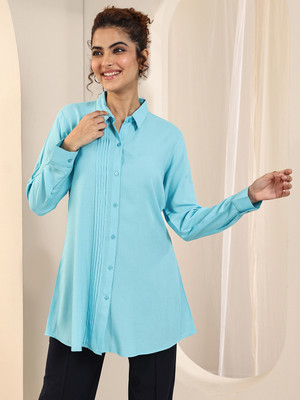 LIBAS Women Solid Straight Kurta(Light Blue)