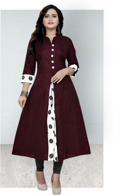 U CREATION Women Printed Straight Kurta(Maroon)