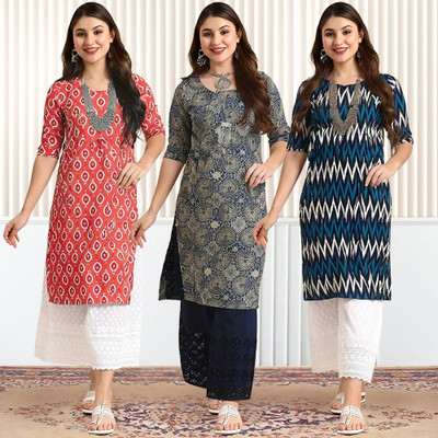 1 Stop Fashion Women Printed A-line Kurta(Multicolor)