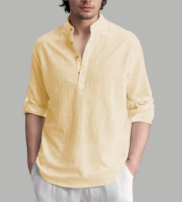 Univibe Men Solid Straight Kurta(Beige)