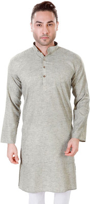 MAHARAJA Men Solid Straight Kurta(Grey)